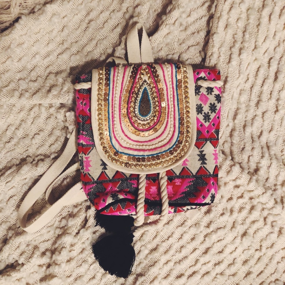 Boho Embellished Backpack